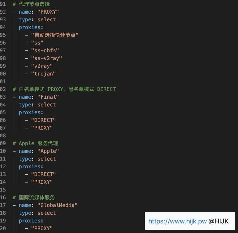 Clash配置其他代理组