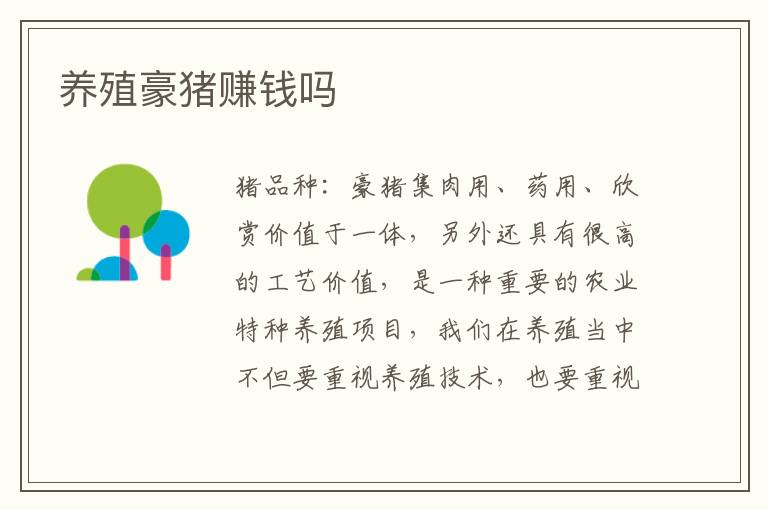 养殖豪猪赚钱吗