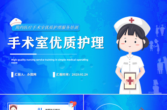 2023手术室优质护理PPT医疗简约风手术室优质护理服务培训课件模板