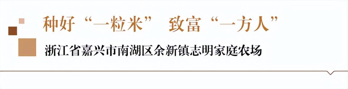 种好“一粒米” 致富“一方人”——浙江省嘉兴市南湖区余新镇志明家庭农场