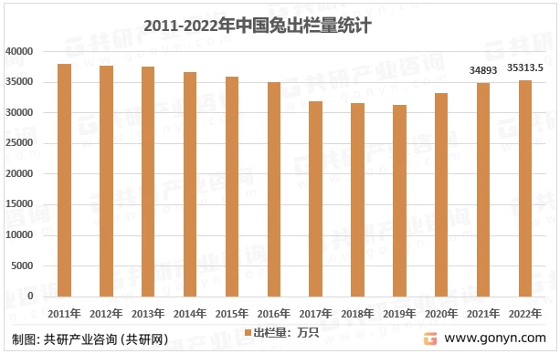 2011-2022年中国兔出栏量统计