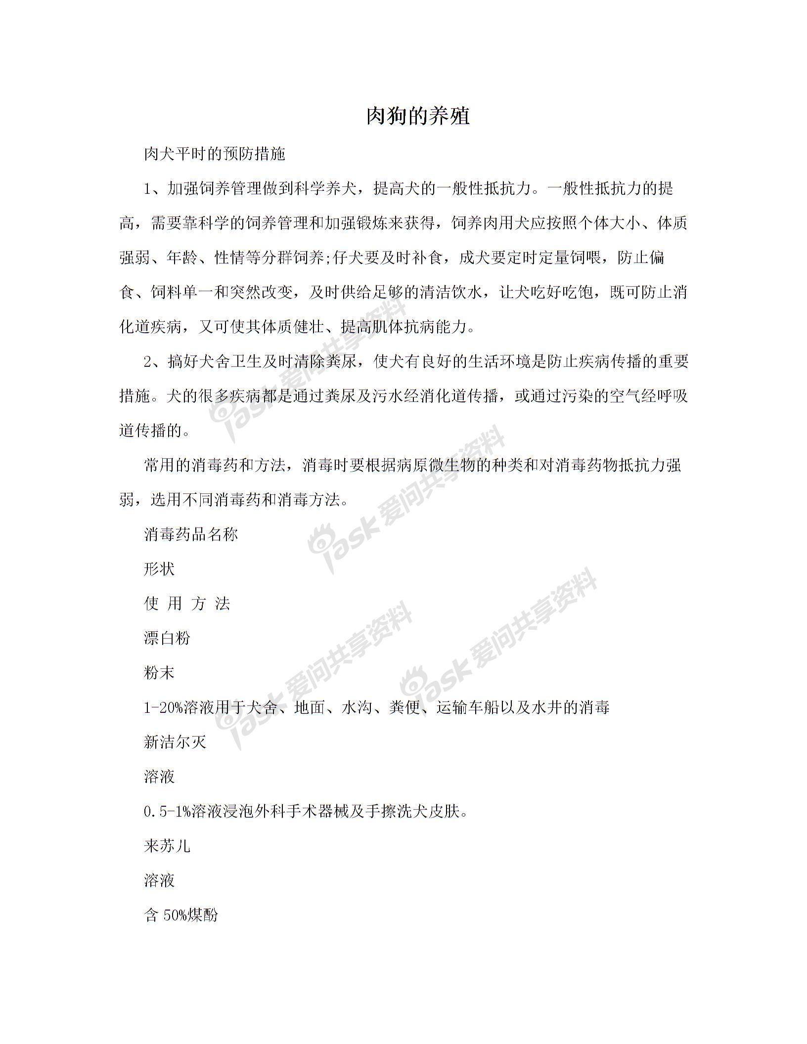 肉狗的养殖